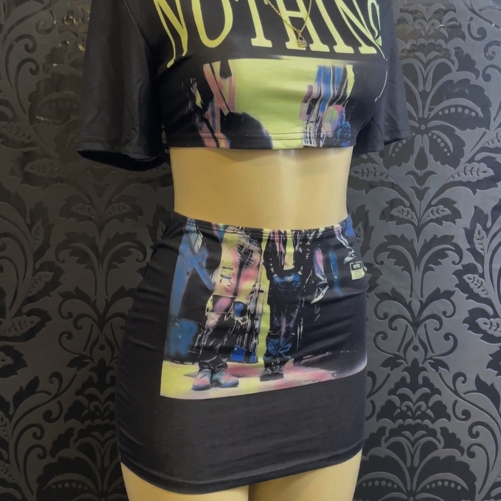 SWANK Black and Multicolor Midi Dress
